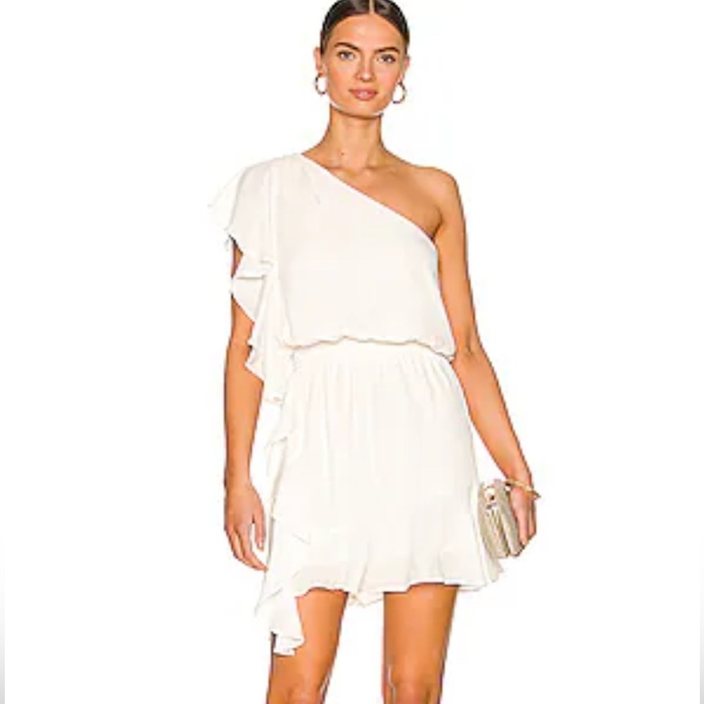 Krisa one shoulder ivory mini dresss